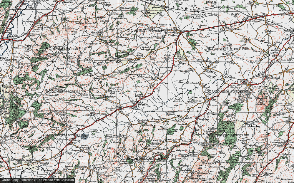 Old Map of Little Worthen, 1921 in 1921