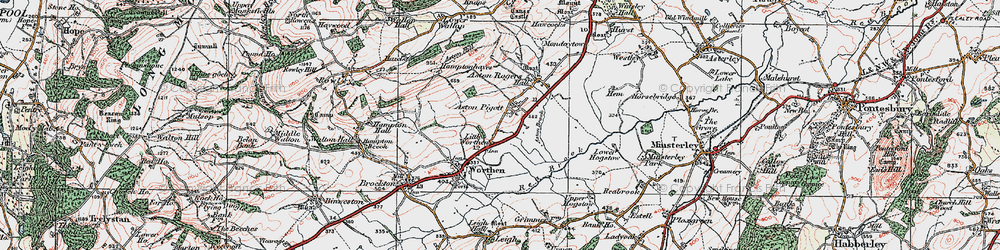 Old map of Little Worthen in 1921