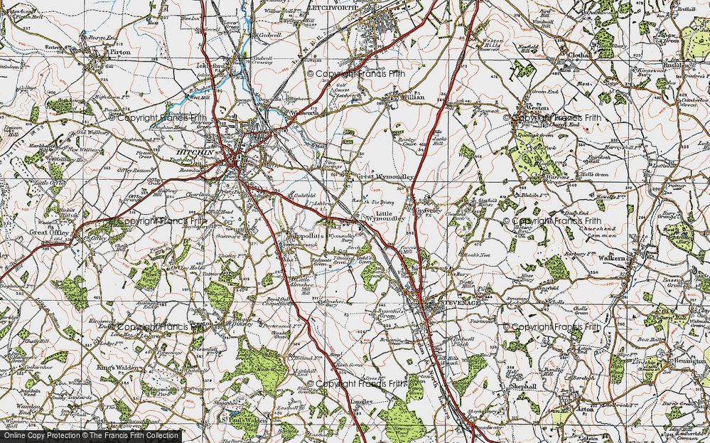 Old Map of Little Wymondley, 1919 in 1919