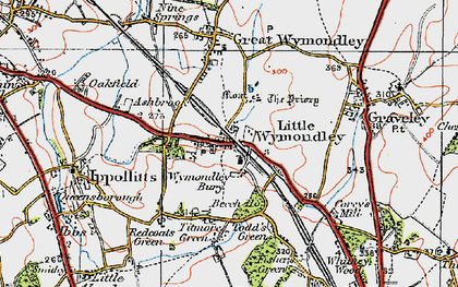 Old map of Little Wymondley in 1919