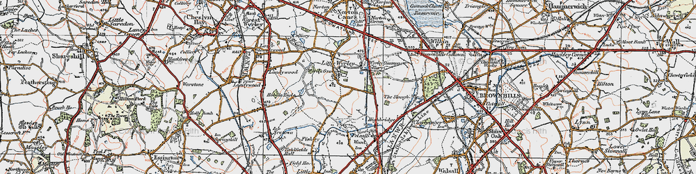 Old map of Little Wyrley in 1921