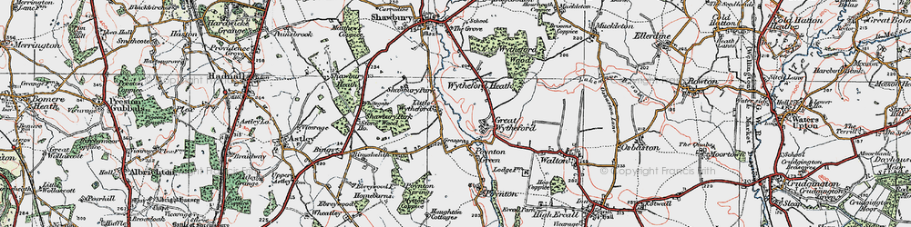 Old map of Little Wytheford in 1921