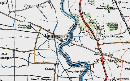 Old map of Gate Burton in 1923