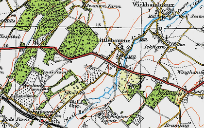 Old map of Littlebourne in 1920