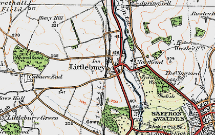 Old map of Littlebury in 1920