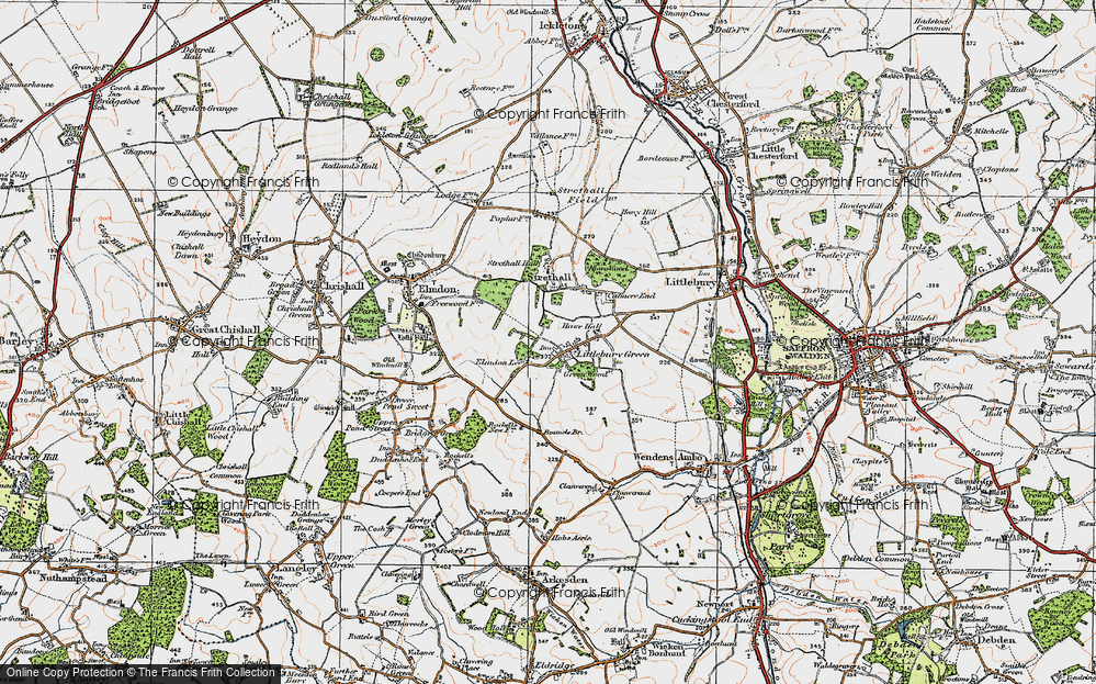 Old Map of Littlebury Green, 1920 in 1920