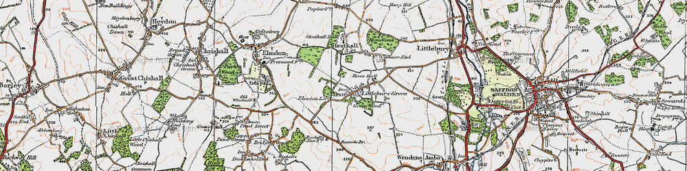Old map of Littlebury Green in 1920