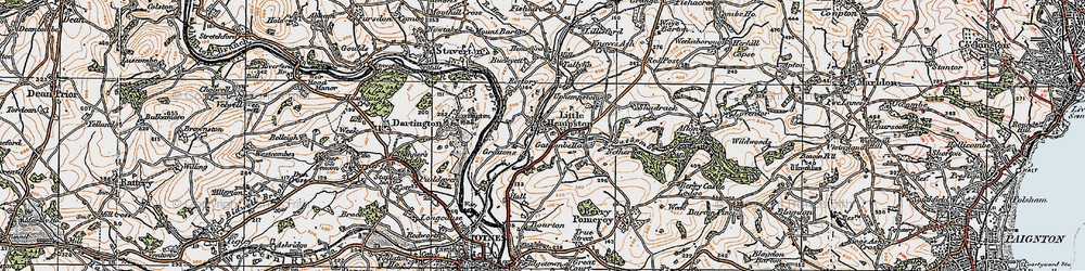 Old map of Littlehempston in 1919
