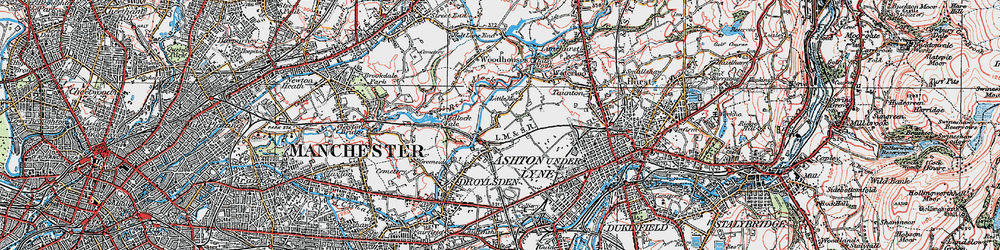Old map of Littlemoss in 1924