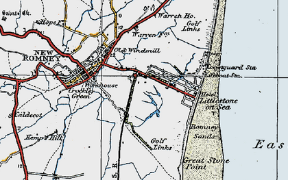 Old map of Littlestone-on-Sea in 1921