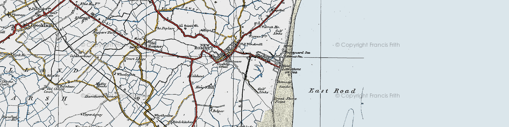 Old map of Littlestone-on-Sea in 1921