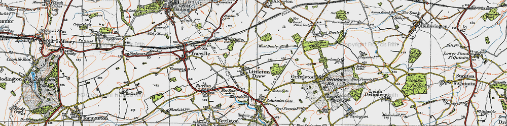 Old map of Littleton Drew in 1919