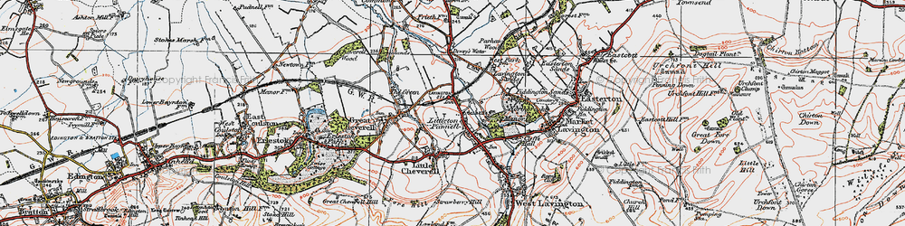 Old map of Littleton Panell in 1919