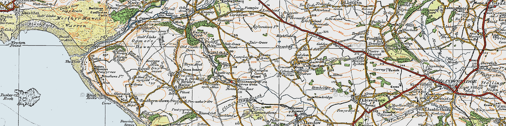 Old map of Afon Alun in 1922