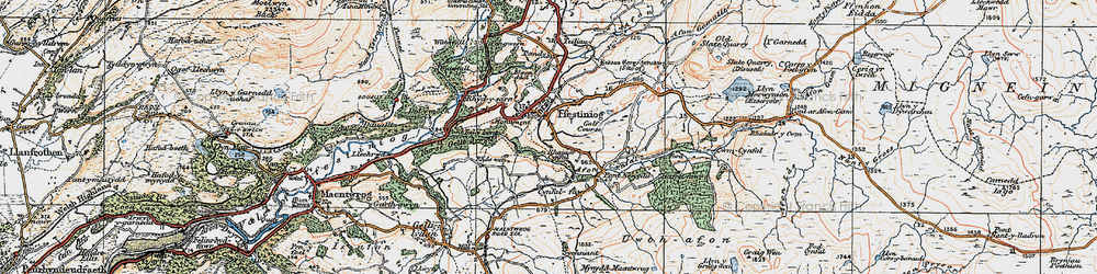 Old map of Afon Cynfal in 1922