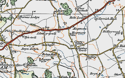 Old map of Llan-y-pwll in 1921