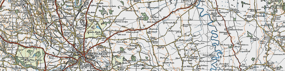 Old map of Llan-y-pwll in 1921