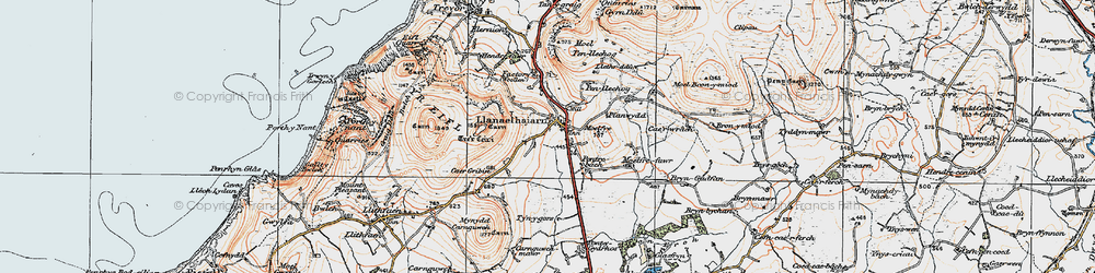 Old map of Llanaelhaearn in 1922