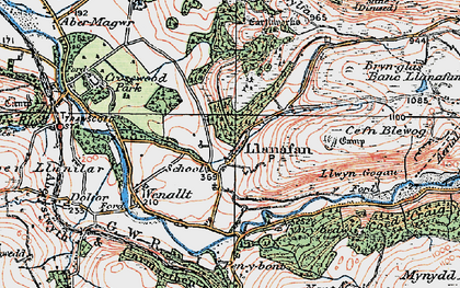 Old map of Llanafan in 1922