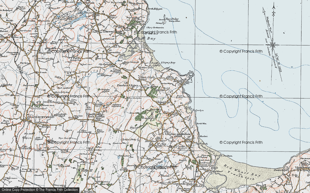 Old Map of Llanallgo, 1922 in 1922