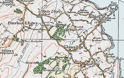 Old map of Llanallgo in 1922