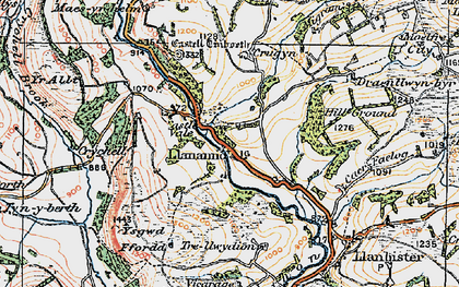 Old map of Llananno in 1920