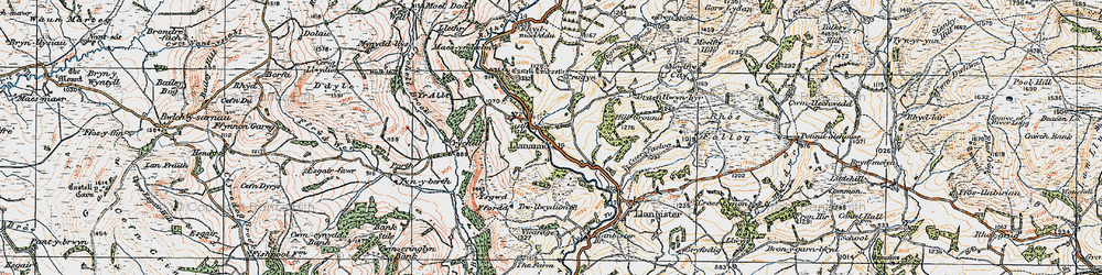 Old map of Llananno in 1920