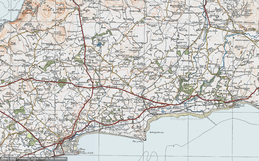 Old Map of Llanarmon, 1922 in 1922