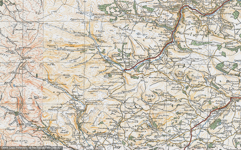 Old Map of Llanarmon Dyffryn Ceiriog, 1921 in 1921