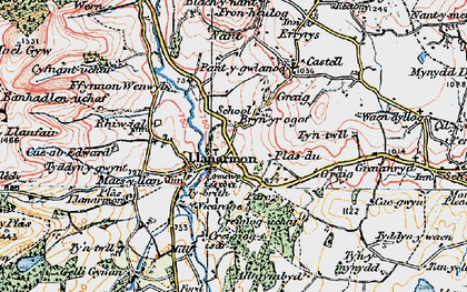 Old map of Llanarmon-yn-Ial in 1924
