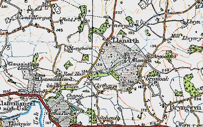 Old map of Llanarth in 1919