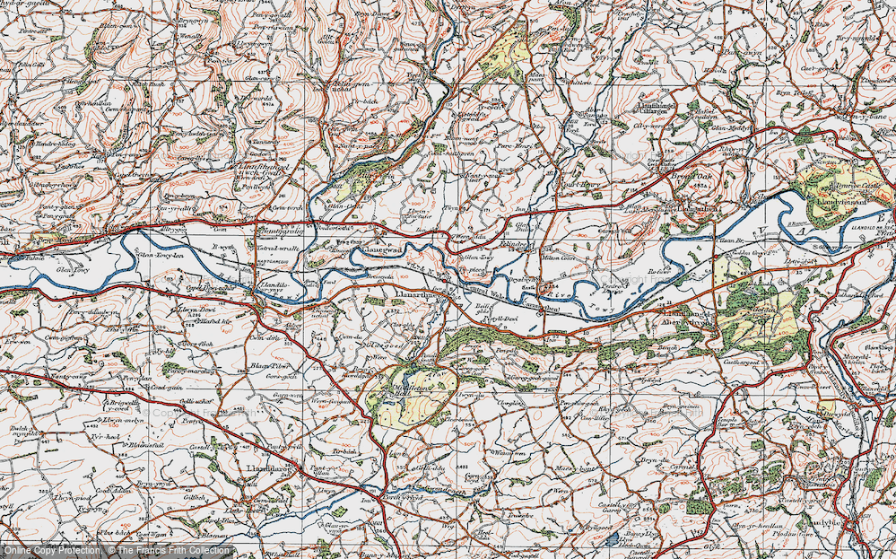 Old Map of Llanarthne, 1923 in 1923