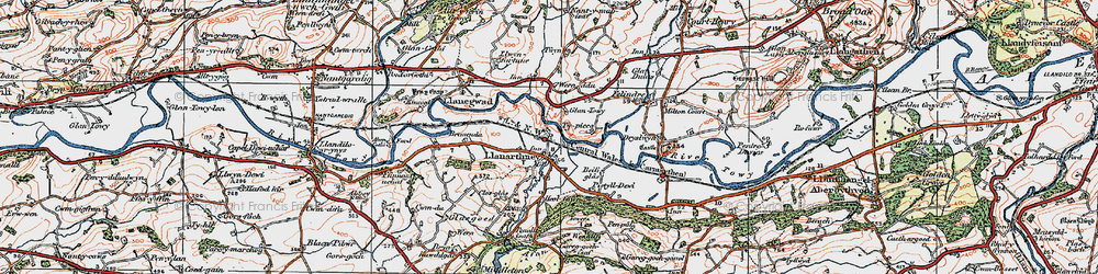 Old map of Llanarthne in 1923