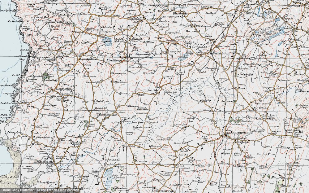 Old Map of Historic Map covering Bod Deiniol in 1922