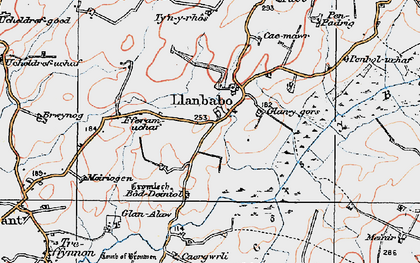 Old map of Llanbabo in 1922