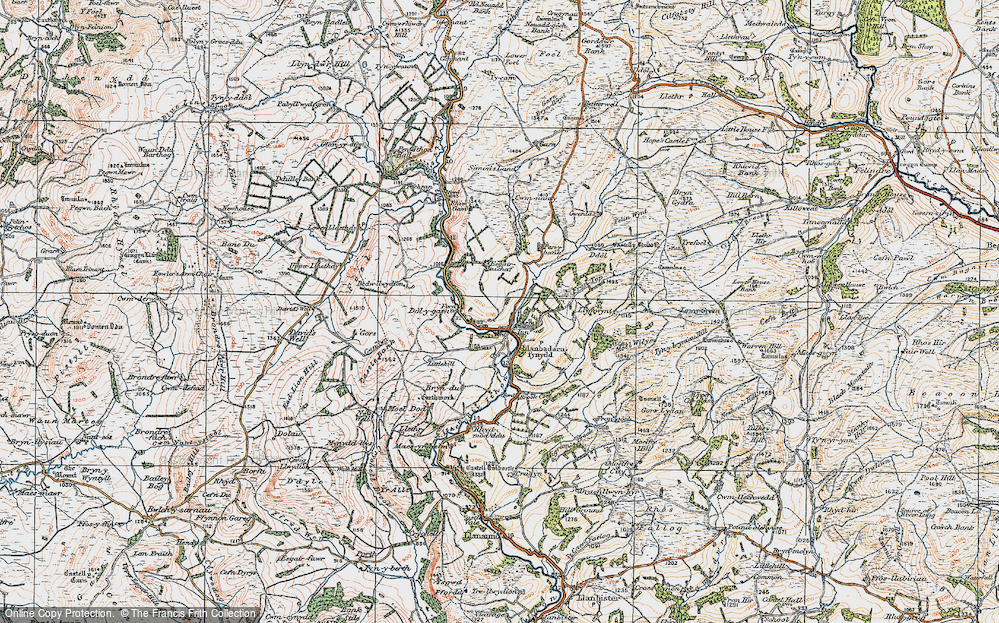 Old Map of Llanbadarn Fynydd, 1920 in 1920