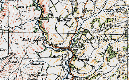 Old map of Llanbadarn Fynydd in 1920