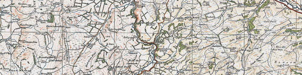 Old map of Llanbadarn Fynydd in 1920