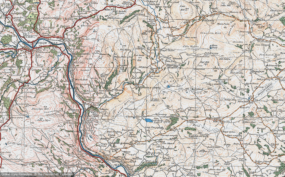 Old Map of Llanbadarn-y-garreg, 1919 in 1919