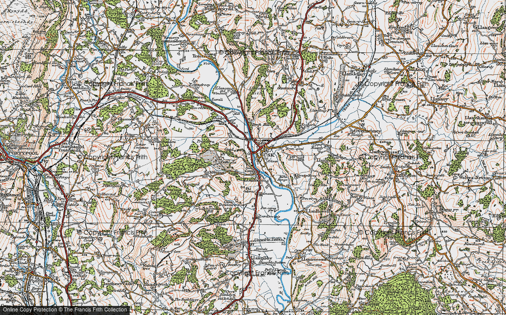 Old Map of Llanbadoc, 1919 in 1919