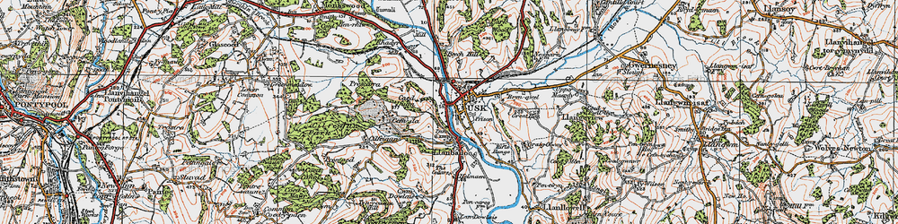 Old map of Llanbadoc in 1919