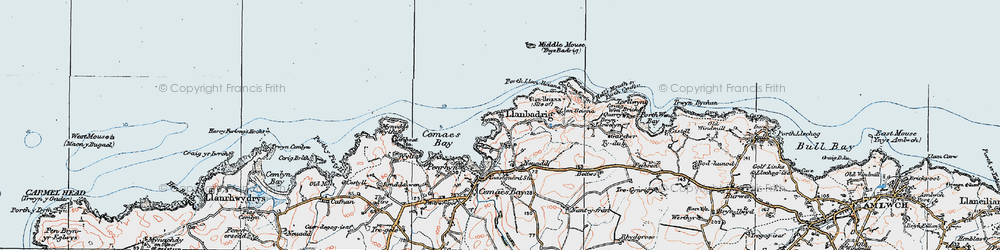 Old map of Llanbadrig in 1922