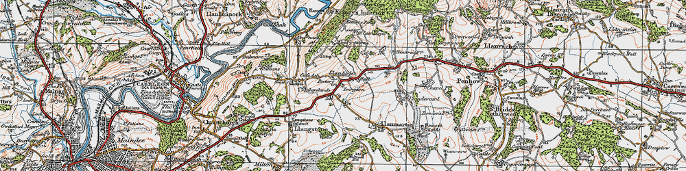 Old map of Llanbeder in 1919