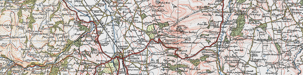 Old map of Llanbedr-Dyffryn-Clwyd in 1924