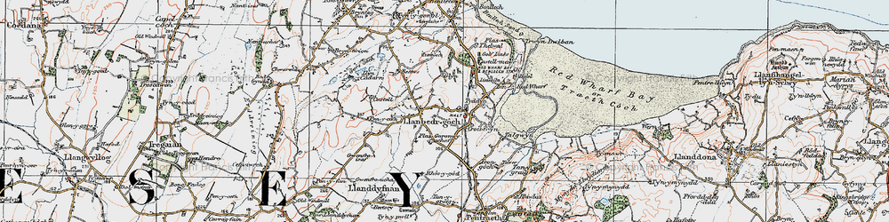 Old map of Llanbedrgoch in 1922