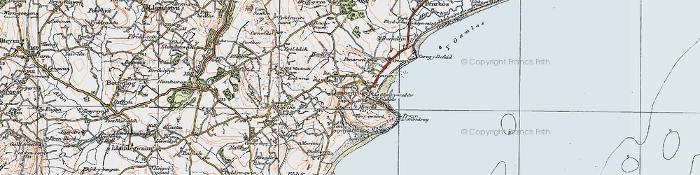 Old map of Llanbedrog in 1922