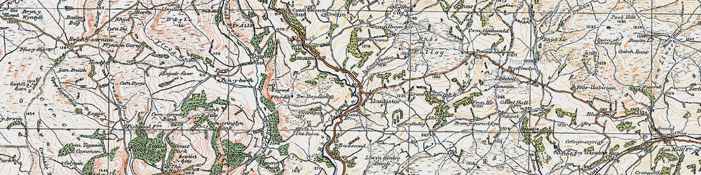 Old map of Llanbister in 1920
