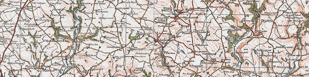 Old map of Afon Gronw in 1922