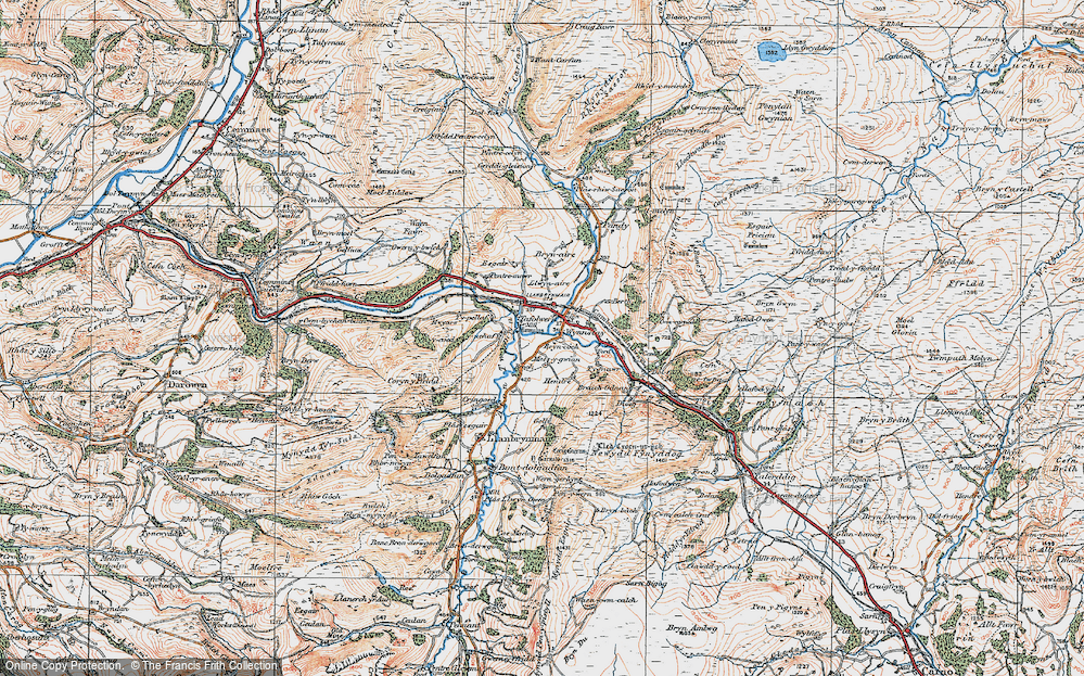Old Map of Historic Map covering Brynaere in 1921