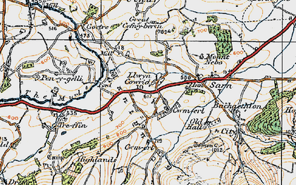 Old map of Llancowrid in 1920